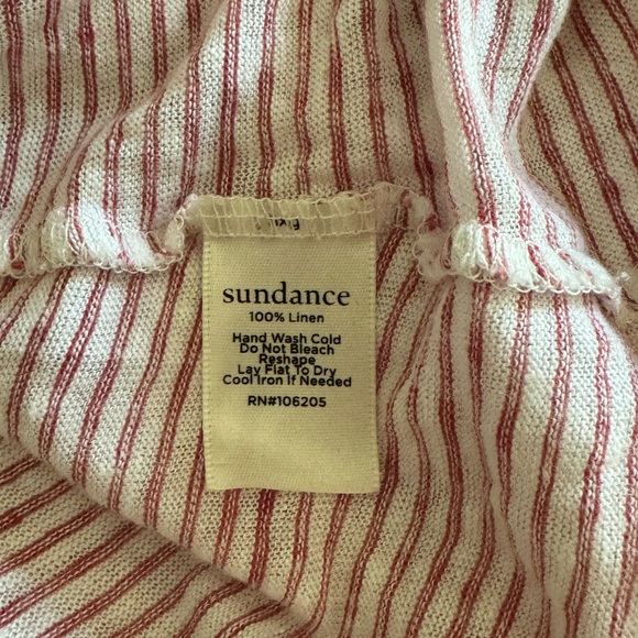 Sundance 100% Linen White Red Stripe Mariner Journey Hi-Low Hem Top Size S Beach - Picture 9 of 14